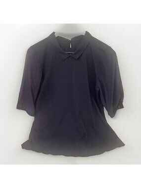 Denise Cronwall Blouse Womens Large Navy Blue Pickleball Tennis Golf.    Ee